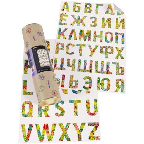 Алфавит-наклейка Grafia.ink Английский + Русский "Дзен" плакат обучающий 46×32 ×2