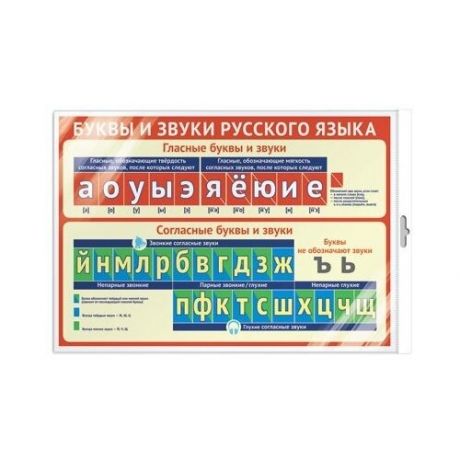 Плакат А3. Буквы и звуки русского языка. В индивидуальной упаковке с европодвесом ПЛ-11237