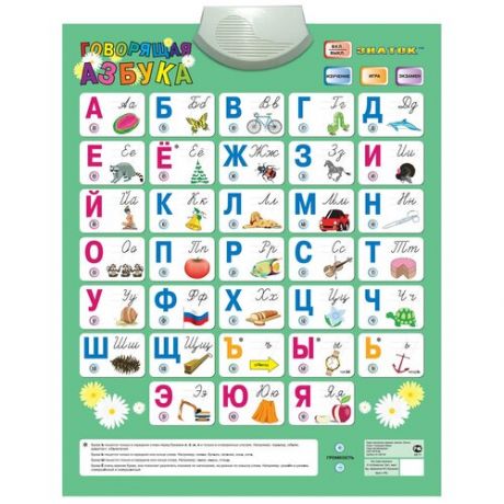 Электронный плакат Знаток Говорящая азбука с 4 режимами работы 70088