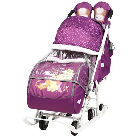 Санки-коляска Nika Disney baby 2 DB2, с Винни Пухом баклажановый