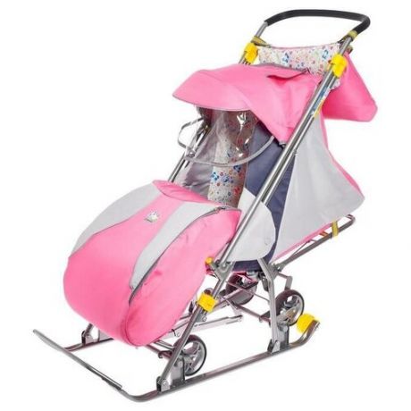 Санки-коляска «Тимка 3 универсал», цвет малиново-розовый