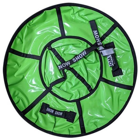 Санки детские надувные ватрушка 100 см, Тюбинг Профи с пластиковым дном с автокамерой зелёный