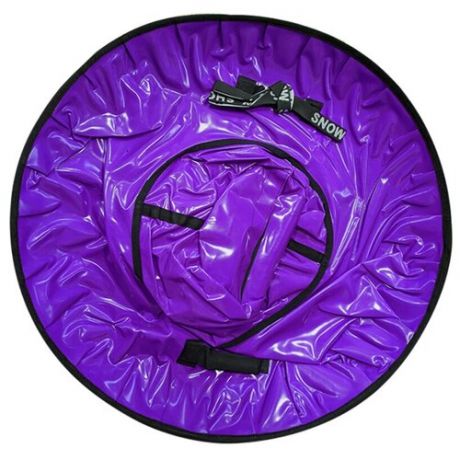 Санки детские надувные ватрушка 100 см, Тюбинг Профи с пластиковым дном с автокамерой фиолетовый