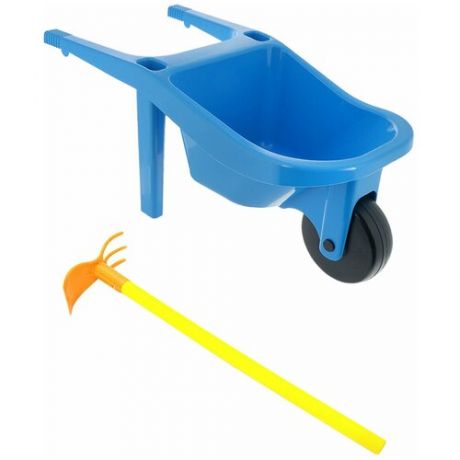 Игрушки для песочницы для снега Тачка детская садовая синяя + Мотыга детская