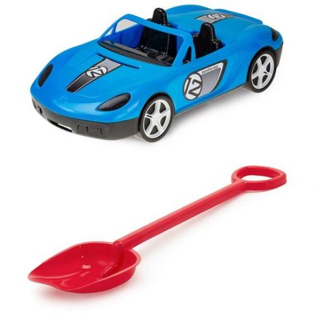 Игрушки для песочницы для снега Игрушка Детский автомобиль (Кабриолет) синий + Лопатка 50 см. желтая