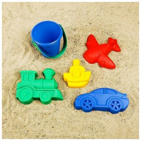 Набор для игры в песке, 4 формочки, ведро, цвета микс