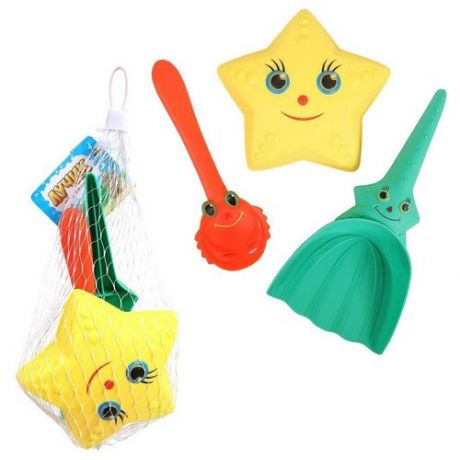 Набор игрушек для песочницы ABtoys Лучик, 3 предмета (формочка-звезда, совок и ложка)