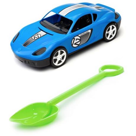 Игрушки для песочницы для снега Игрушка Детский автомобиль (Молния) синий + Лопатка 50 см. голубая