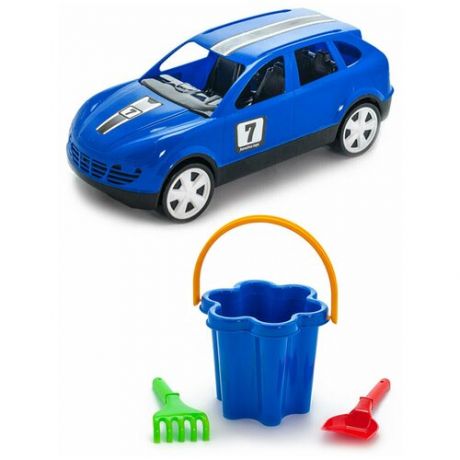 Игрушки для песочницы для снега Детский автомобиль (Кроссовер) синий + Песочный набор Цветок, Каролина Тойз