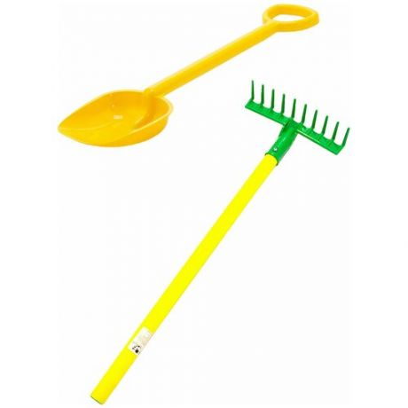 Игрушки для песочницы для снега Грабли детские садовые + Лопатка 50 см. желтая