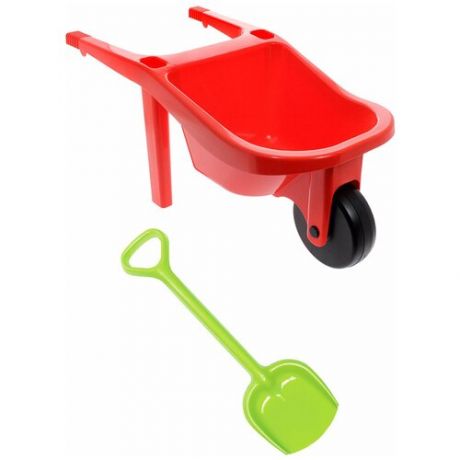 Игрушки для песочницы для снега Тачка детская садовая красная + Лопатка пластиковая 50 см зеленая