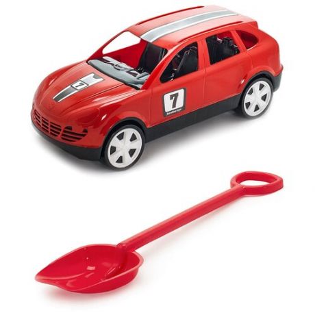 Игрушки для песочницы для снега Игрушка Детский автомобиль (Кроссовер) красный + Лопатка 50 см. красный