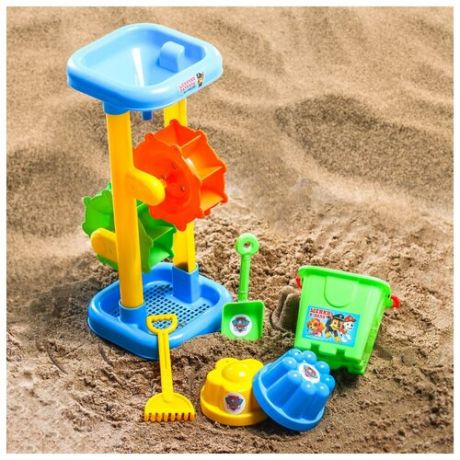 Набор для игры в песке: ведро, мельница, совок, грабли, 2 формочки, PAW PATROL цвет микс, 530 мл