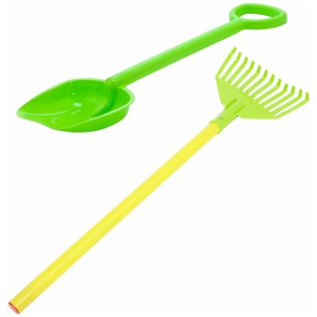 Игрушки для песочницы для снега Лопатка для песочницы зеленая 50 см + Грабли детские веерные