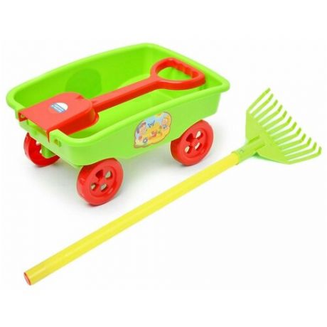 Игрушки для песочницы для снега Тележка детская садовая+ Грабли детские веерные