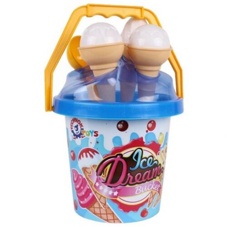 Песочный набор Technok Toys Мороженое (ведерко, формочки в виде рожков мороженого) ц. розовый
