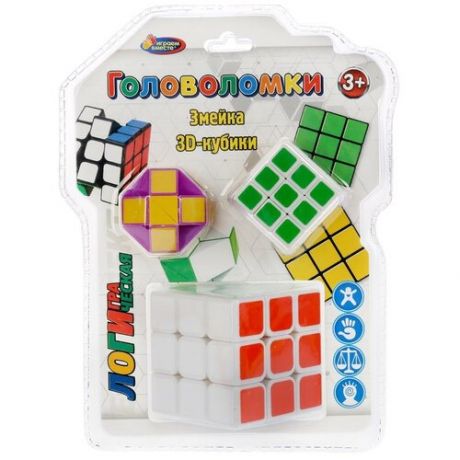 Головоломки ТМ Играем Вместе 3в1 кубики рубика и змейка