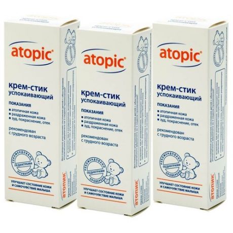 Atopic. Крем-стик успокаивающий atopic - комплект из 3 шт. по 4,9 гр уход за атопичной кожей ребенка в период обострения 0+