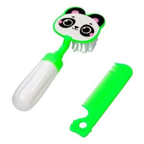 Набор расчёсок "Панда", 2 предмета: расчёска с зубчиками + щётка
