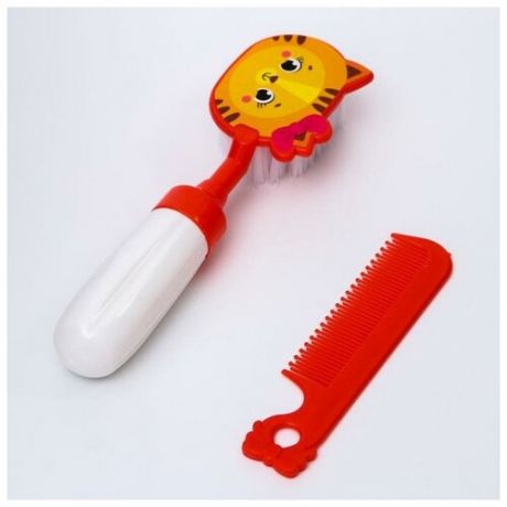 Набор расчёсок "Мяу", 2 предмета: расчёска с зубчиками + щётка