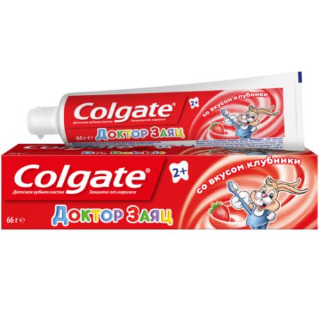 Зубная паста Colgate Доктор Заяц вкус Клубники детская, 66 г, 50 мл