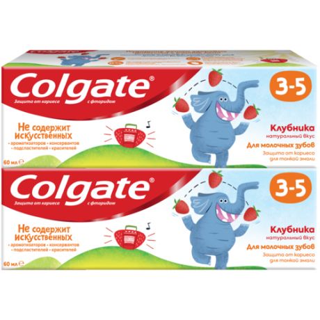 Зубная паста Colgate 3-5 Клубника с фторидом 2 шт., 60 мл