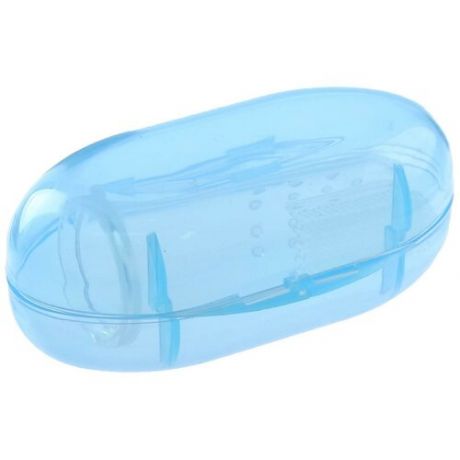 Зубная щётка детская, силиконовая, на палец, в контейнере, от 0 мес., цвет голубой