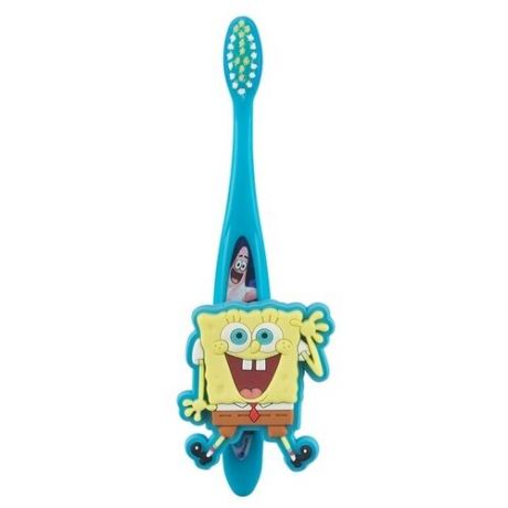 Зубная щетка ROXY-KIDS Sponge Bob с настенным держателем, с 3 лет, голубой/желтый