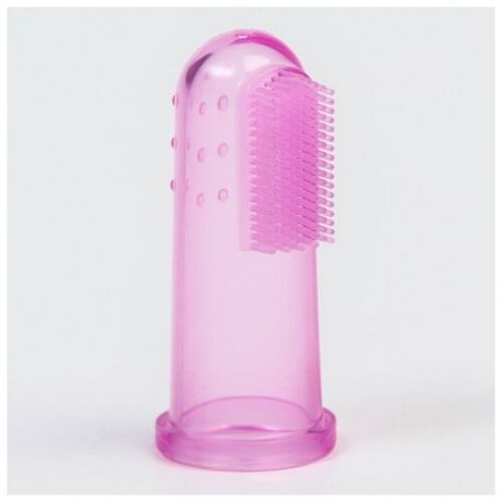 Силиконовая зубная щётка-напальчник, от 0 мес цвет розовый
