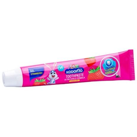 Зубная паста Lion Kodomo гелевая с ароматом клубники, 40 г, розовый