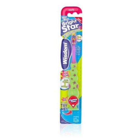 Wisdom Brightstar. Детская зубная щетка с мигающим 1 мин таймером. Детям с 3-х лет