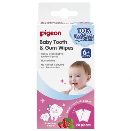 Салфетки Pigeon Baby Tooth & Gum Wipes с ароматом клубники