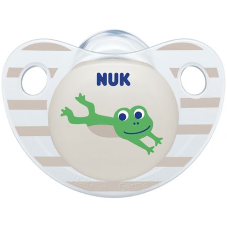 NUK Пустышка "ADORE" силикон (от 0-6 месяцев) - Лягушка (в контейнере)