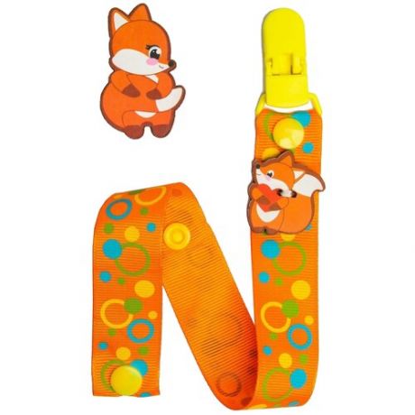 Держатель для пустышки и значок для мамы Mum&Baby Лисёнок, оранжевый