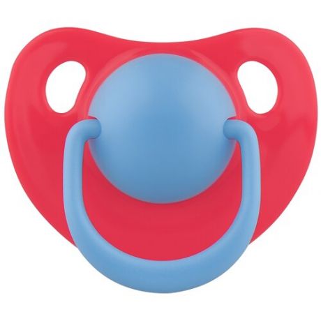 Пустышка силиконовая ортодонтическая LUBBY Just Lubby 6+, красный/голубой