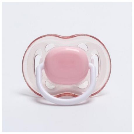 Соска-пустышка ортодонтическая, силикон, от 6 мес., с колпачком, цвет розовый