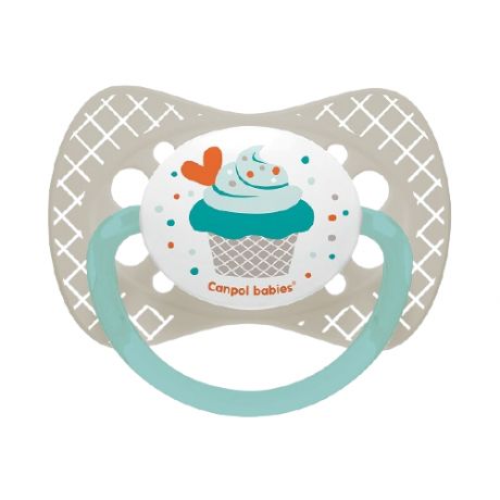 Пустышка силиконовая классическая Canpol Babies Cupcake 18+ м, серый