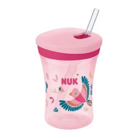Поильник с трубочкой NUK Action Cup Color Change, 230 мл розовый