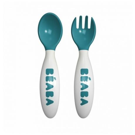 Beaba Эргономические вилка+ложка Set of 2nd age fork, Blue
