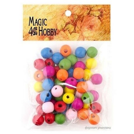 Бусины деревянные детские "Magic 4 Hobby", 10x1,5 мм, цвет ассорти, 40 грамм, арт. MG-B 123