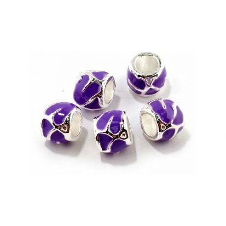 Бусины металлические с эмалью "Pandora", цвет: фиолетовый, 10 штук, арт. PN-D10