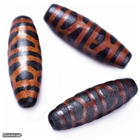 Бусина Дзи натуральный камень Агат черный экзотика Черепаха 0010551 цилиндр 30x12 мм