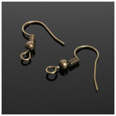 Швензы-крючки с бусиной СМ-214, (набор 5 пар), цвет бронзы