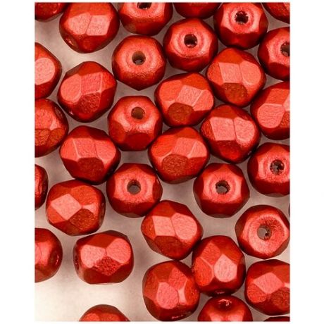 Стеклянные чешские бусины, граненые круглые, Fire polished, 4 мм, цвет Lava Red, 100 шт. (1890*2)