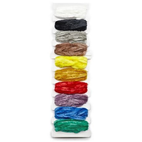 Astra & Craft Набор синели для брошей 5мм*1м, 10 цветов горчичный/белый/серый/черный/синий/желтый/мокко/яркий изумруд/огненно-красный/фиолетовый