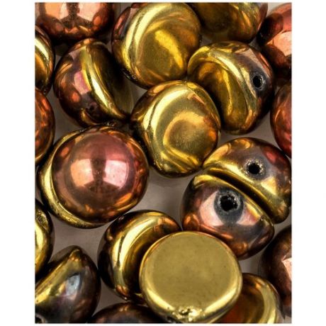 Стеклянные чешские бусины с одним отверстием, Dome Bead, 10х6 мм, цвет Jet California Gold Rush, 5 шт. (23980-98542*1)