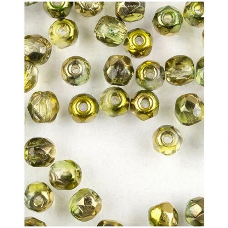 Стеклянные чешские бусины, граненые круглые, Fire polished, 3 мм, цвет Crystal Sunny Magic Citrus, 50 шт. (00030-98006*1)