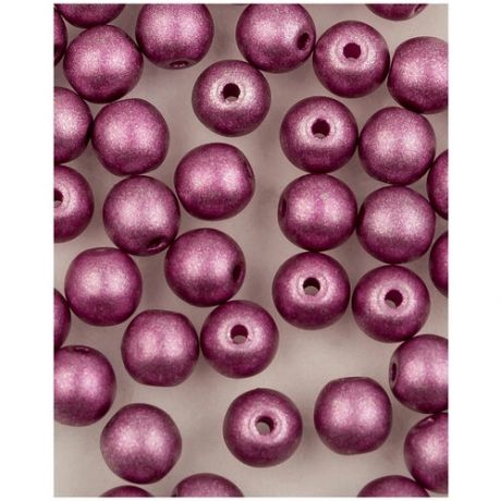 Стеклянные чешские бусины, круглые, Round Beads, 4 мм, цвет Alabaster Metallic Rose, 50 шт. (2010-29428*1)