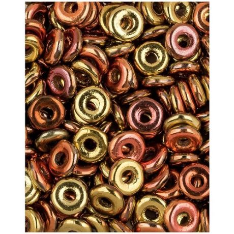 Стеклянные чешские бусины, O bead, 4 мм, цвет Jet California Gold Rush, 5 грамм (около 165 шт.) (23980-98542*1)