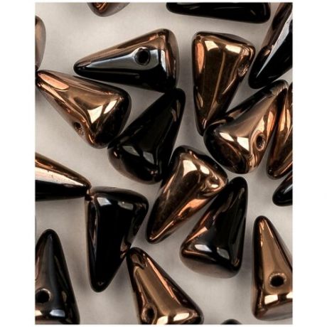 Стеклянные чешские бусины, Spike, 5х8 мм, цвет Jet Capri Gold, 50 шт. (23980-27101*2)